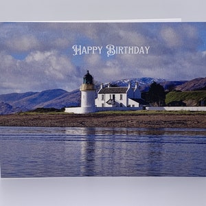 Lighthouse Birthday Card. Corran Lighthouse. Scottish Birthday Card. Scotland Highland Scenery Birthday Card For Him. Made in the UK.