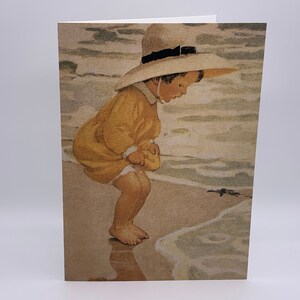 Jessie Willcox Smith Card - 'Peddelen' - nieuwe gedrukte kaart uit 1918 Vintage illustratie van kleine jongen peddelend in de zee - 7 x 5 inch