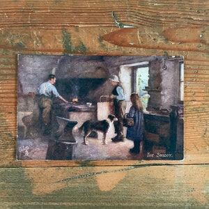 La carte postale antique Smiddy. Carte postale de forgeron. Raphael Tuck Fils. Caractère et vie écossais c1908. Carte postale écossaise antique. PC154