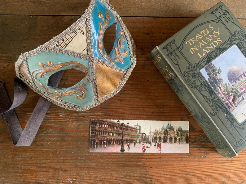 Venice Antique Bookmark. Venice Panoramic Postcard C1918. Piazza San