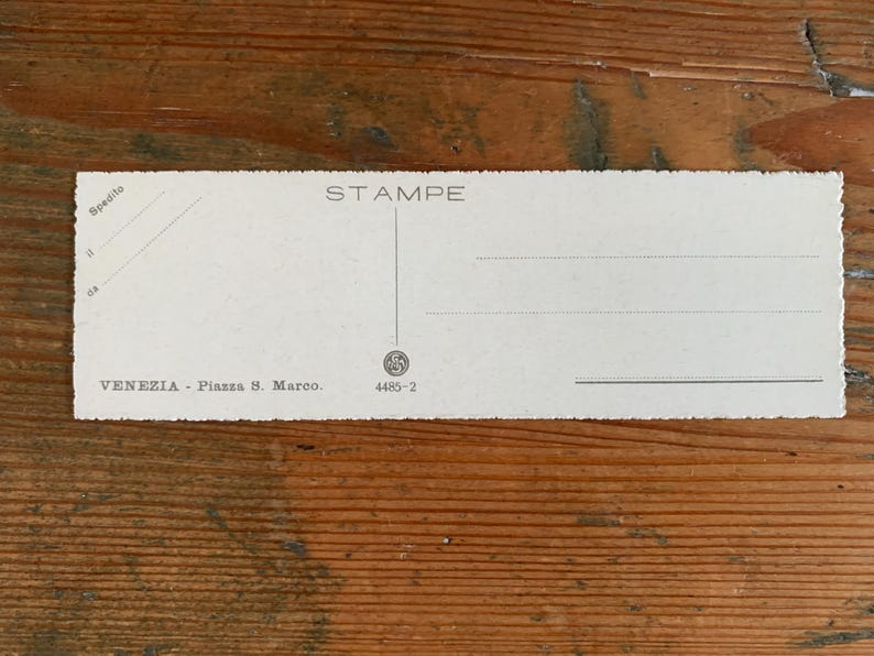 Venice Antique Bookmark. Venice Panoramic Postcard C1918. Piazza San