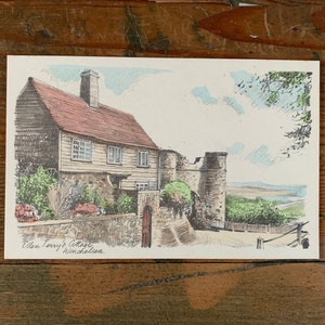 Ellen Terry's Cottage Winchelsea Vintage Postkarte. Bleistift Skizze Postkarte. Schuhschmied & Etheridge Postkarte c1930. Sussex Postkarte. PC70
