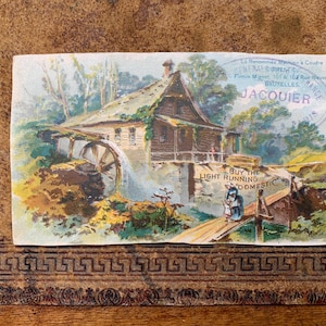 Antike Näh-Werbepostkarte c1900. Ein Jacquier der heimischen Nähmaschine Co Paris & New York. Näh-Werbe-Postkarte. PC199