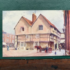 Maisons anciennes à Evesham. Carte postale ancienne 6405 coins pittoresques Oilette de Raphael Tuck. Carte postale d'art antique d'Evesham d'autrefois c1904. PC105