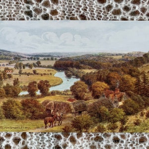 De Theems vanaf Streatly Hill door AR Quinton. Vintage ansichtkaart rivier de Theems jaren 80. J Zalm briefkaart. Engelse plattelandskunst. PC20