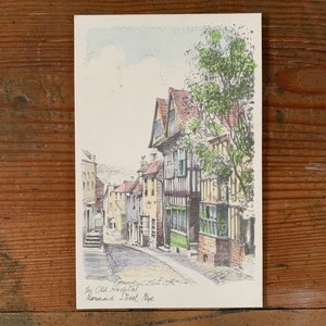 Altes Krankenhaus, Mermaid Street, Rye Vintage Postkarte . Bleistift Skizze Postkarte. Schuhschmied & Etheridge Postkarte c1930. Ost-Sussex. PC63