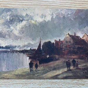 Een ansichtkaart met antieke kunst van Thames Village. 1904 Raphael Tuck 2575 Connoisseur-briefkaart. Professor Van Hier/Joachim Hierschel-Minerbi. PC310