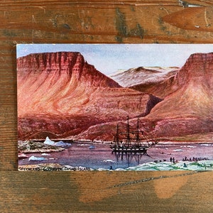 Greenland Disko Island 1908 Rare Antique Postcard, Arctic Regions by Albert Operti, Raphael Tuck Oilette Postcard, 'Wide Wide World' Series