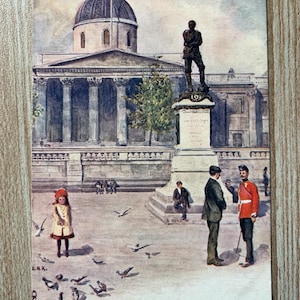 Trafalgar Square in London Antike Postkarte c1904. Ein H KIRK Künstler. Trafalgar Square. Alte London Ansichtskarte. Raphael Tuck Postkarte. PC341