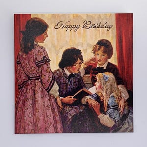 Petite carte d'anniversaire de femme. Petites femmes de Louisa May Alcott. Carte d'anniversaire Jessie Willcox Smith. Jessie Willcox Smith Petites femmes.