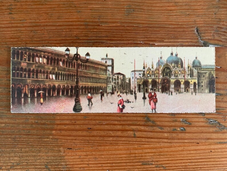 Venice Antique Bookmark. Venice Panoramic Postcard C1918. Piazza San
