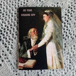 Auf Wiedersehen Papa. Auf Ihrer Hochzeitskarte. Alte Hochzeitskarte. Vintage Style Hochzeitskarte. Viktorianische Hochzeit Repro Postkarte c1894.