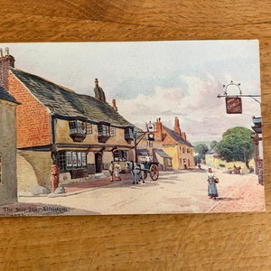 De Star Inn Alfriston antieke ansichtkaart. South Down-serie. SC, H nr. 3 Britse productie. Oost-Sussex antieke ansichtkaart. rond 1900. PC22.
