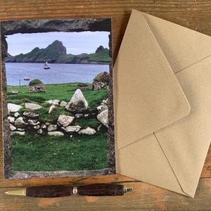 Kilda Karte. Verlassenes Haus in St. Kilda Schottland. Dorf Bay Hirta.  Schottische Inseln Fotokarte. Hebriden Karte. 18x13cm.