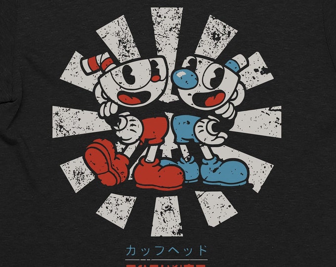 Cup Head Game T-Shirt Retro Japanese | Adults Funny Unisex TShirt | Movie Parody Tee Shirt | Mens Pop Culture T-Shirt