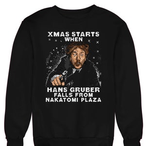 Hans Gruber Christmas Jumper Sweater Adults & Kids Sizes, Funny Christmas Sweatshirts, Xmas Jumpers, Ugly Jumpers