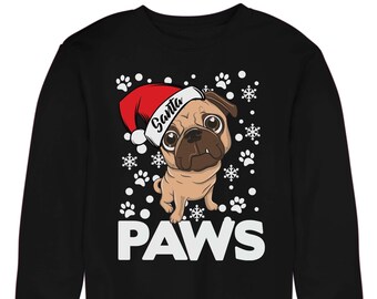 Santa Paws Pug Christmas Jumper Sweater Adults u0026 Kids Sizes - Etsy