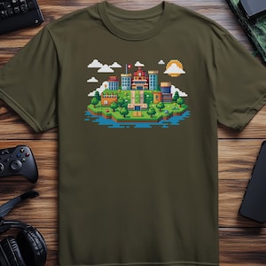 Pixel Art T-Shirt: Retro Gaming Island Tee
