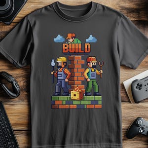 Gaming Pixel Art T-Shirt: Retro Gamer Build Tee
