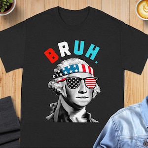 Patriotic George Washington T-Shirt, American Flag Headband and Sunglasses, Funny Historical Design Tee for Men and Women