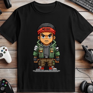 Retro Gaming Pixel Art T-Shirt, 8 Bit Gamer Character Tee, Cool Pixel Design Shirt, Unique Video Game Apparel, Unisex Pixel Art Clothing