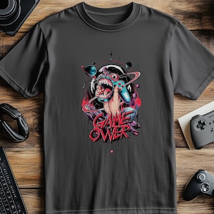 Game Over Gaming T-Shirts, Gamer Graphic Tees, Funny Gaming Shirts, Controller Tee, Planet Shirts, Cool Gamer Gift, Gamer Apparel