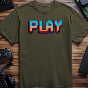 Play Pixel Art T-Shirt, Retro Gaming Shirt, Gamer Gift Tee, 8 Bit Design Top, Arcade Style Shirt, Cool T-Shirts, Pixelated T-Shirt
