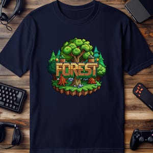 Pixel Art Forest T-Shirt: Retro 8-Bit Gaming Shirt