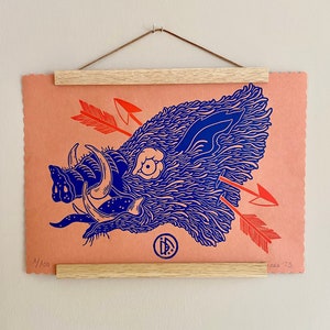 Boar | handmade linoprint | original linocut | limited edition | A3 size