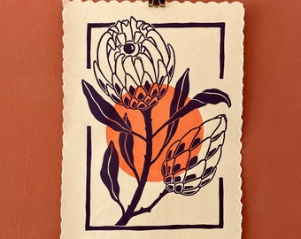 Protea | handmade linocut | original linoprint | limited edition | flower print | A4 size