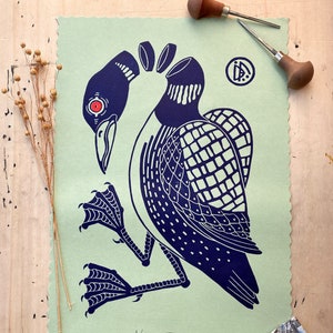 Loon | handmade linocut | limited edition | original linoprint | A3 size