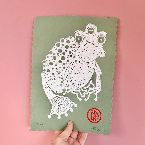 Toad | handmade linocut | original linoprint | limited edition | A4 size