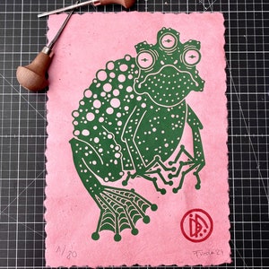 Toad | handmade linocut | original linoprint | limited edition | A4 size