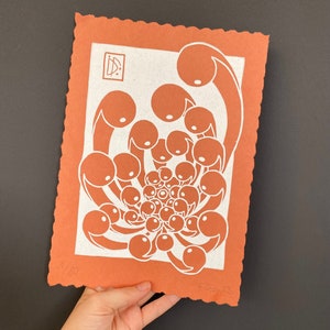 Chrysanthemum | handmade linocut | original linoprint | limited edition | A4 size
