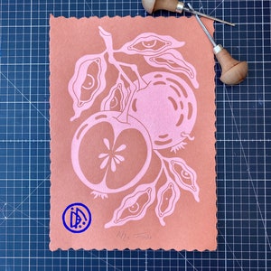 Apple | handmade linocut | original linoprint | limited edition | A4 size