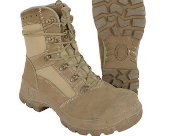 Original German Army BW Desert Boots - Khaki/Tan - Tough Non-slip Water Resistant and Cushioned