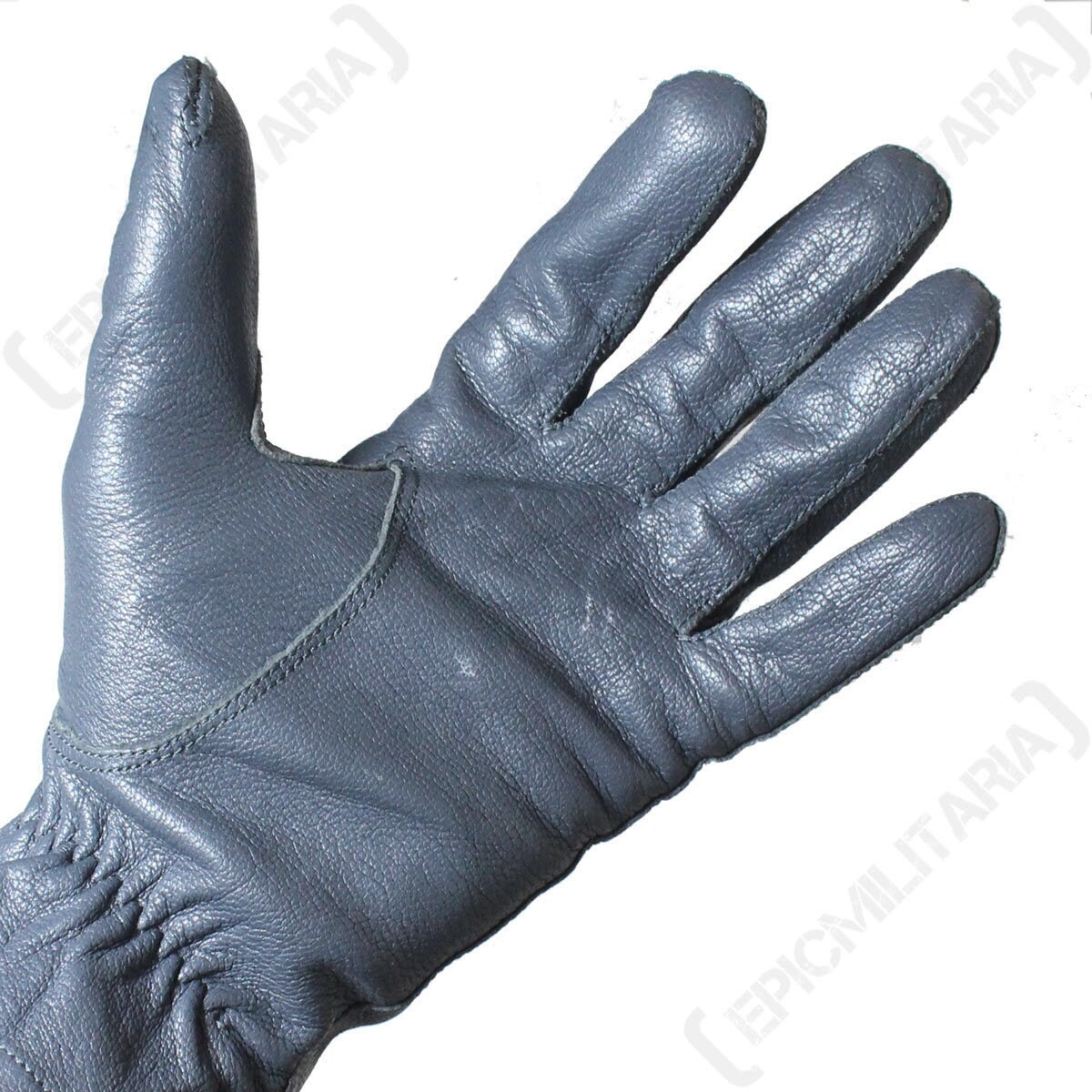 Original German Army Leather Gloves - Grey - Genuine Military