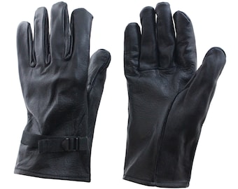 Soft Original Belgian Army Black Leather Gloves Comfortable and Adjustable Accessories Gloves & Mittens Driving Gloves 