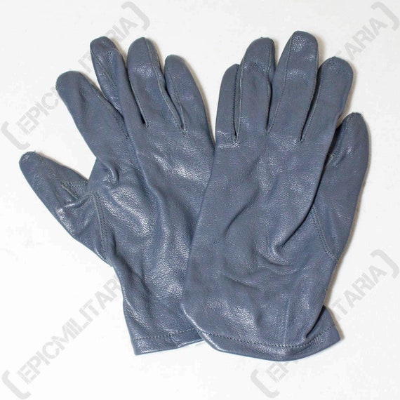 Original German Army Leather Gloves - Grey - Genuine Military