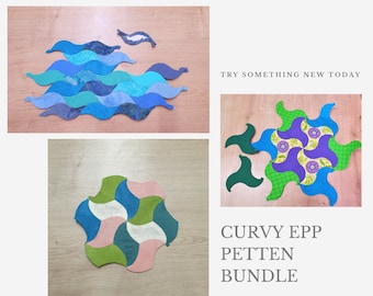 pakiet wzorów układania krzywego angielskiego papieru, 3 wzory, szablony SVG EPP CRICUT