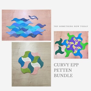 curvy English paper piecing patterns bundle , 3 patterns, SVG EPP templates CRICUT