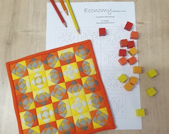 Mini-ekonomiczny blok do druku: 1,5-calowy wzór w kawałkach papieru, nowoczesny FPP