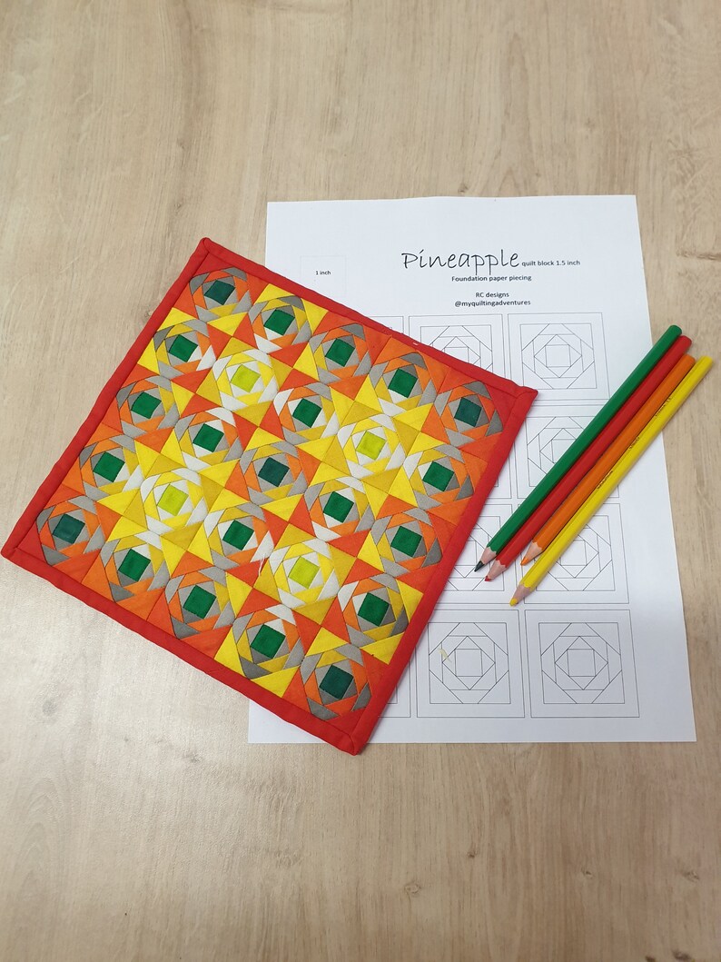 Printable Mini Pineapple Quilt Block: 1.5” Paper Pieced Pattern ...