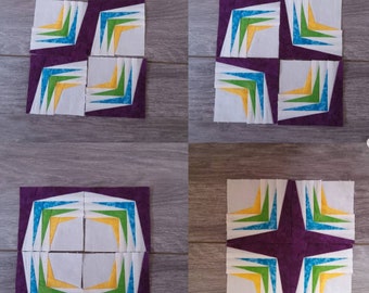 Blok kołdry z grotami strzałek do wydrukowania: 3-calowy wzór w kawałkach papieru, nowoczesny FPP