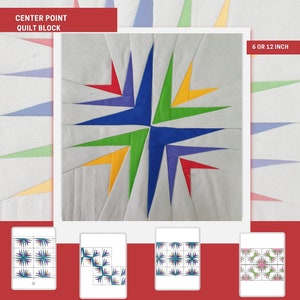 Mittelpunkt-Quiltblock: 6-Zoll- oder 12-Zoll-Papierstückmuster, modernes FPP
