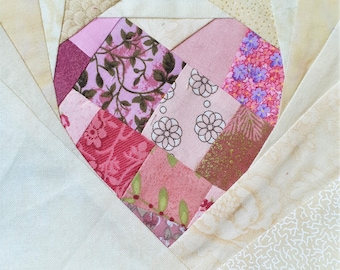 Blok kołdry z pełnym sercem: 3/4/5/5/6/7 cali Wzór złożony z papieru, nowoczesny FPP