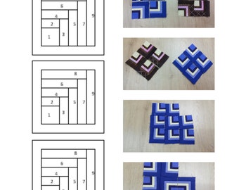 Mini narożna chatka z bali do druku Blok kołdry: wzór kawałków papieru 1,5 cala