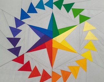 Tęczowy okrąg do druku Blok kołdry: 12-calowy wzór papieru, nowoczesny FPP