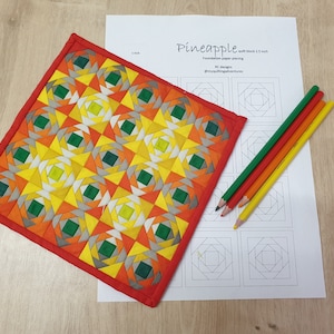 printable mini pineapple Quilt Block:  1.5” Paper Pieced Pattern , modern FPP
