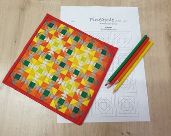 Mini-ananasowy blok do druku: 1,5-calowy wzór w kawałkach papieru, nowoczesny FPP